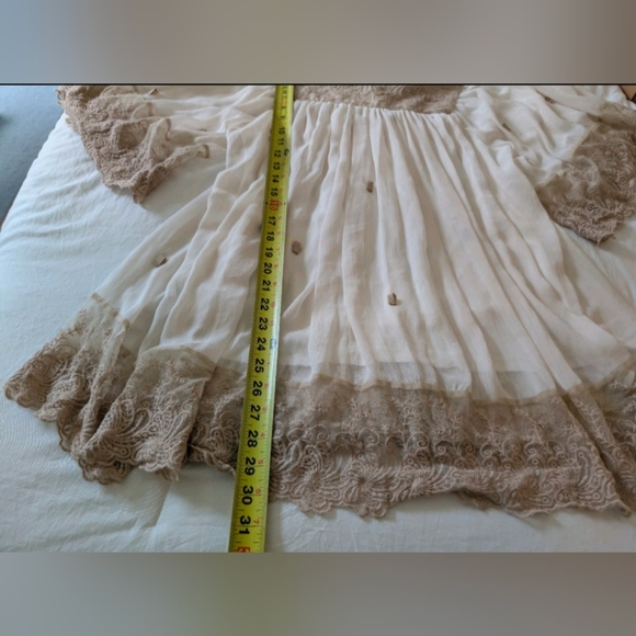 Badgley Mischka Top Skirt Set Cottage Core Bohemian Magnolia Cream Pearl Lace - Picture 15 of 15